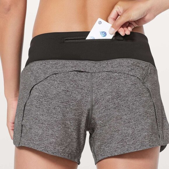 Lululemon Run Times Short - black and gray running shorts, size 4 - Picture 1 of 4